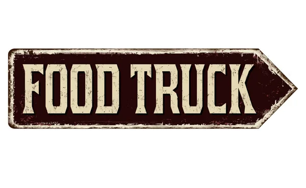 Food truck vintage roestig metalen bord — Stockvector