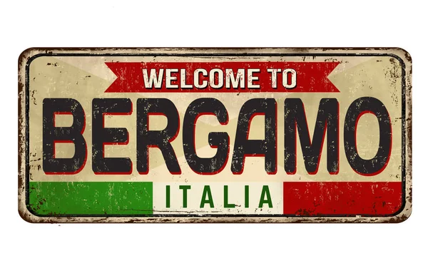 Bergamo vintage segno metallo arrugginito — Vettoriale Stock