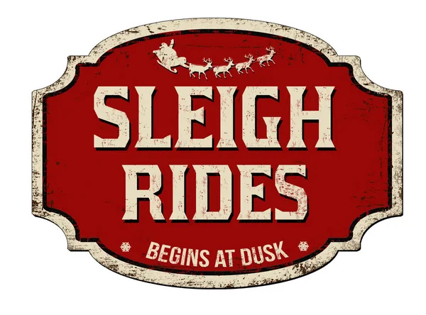 Sleigh rider vintage rostig metall tecken — Stock vektor