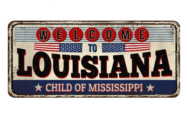 Bienvenido a Louisiana vintage metal oxidado signo — Vector de stock