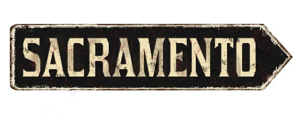 Sacramento vintage roestig metalen bord — Stockvector