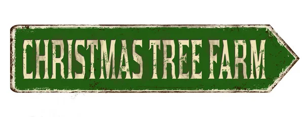 Рождественская елка ферма винтажный ржавый металлический знак — стоковый вектор