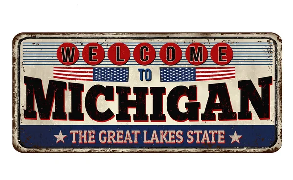 Bienvenue à Michigan vintage en métal rouillé signe — Image vectorielle