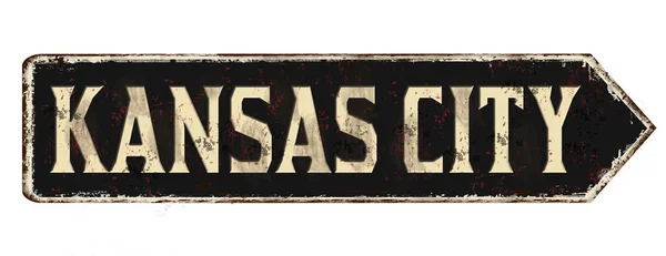 Cartel metálico oxidado vintage de Kansas City — Vector de stock
