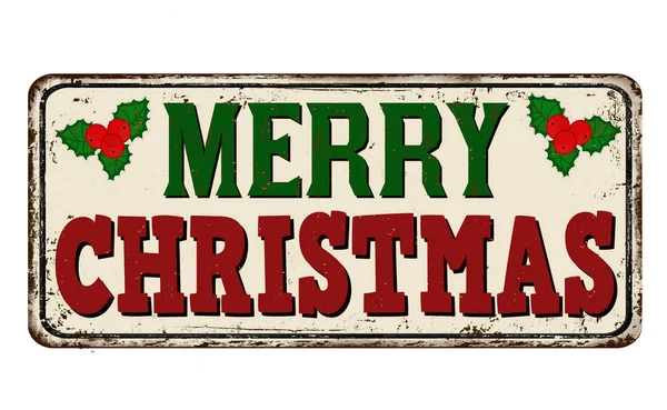 Joyeux Noël vintage rouillé signe métallique — Image vectorielle