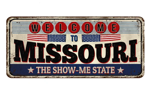 Welcome to Missouri vintage rusty metal sign — Stock Vector