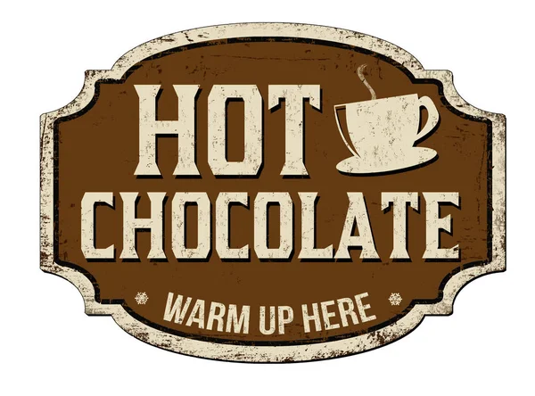 Sinal de metal enferrujado vintage chocolate quente —  Vetores de Stock