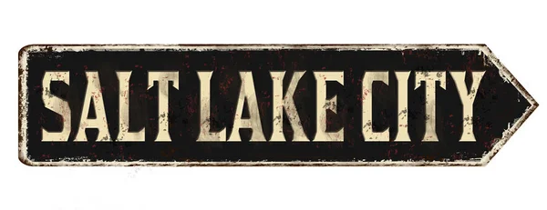 盐湖城老式生锈的金属标志 — 图库矢量图片