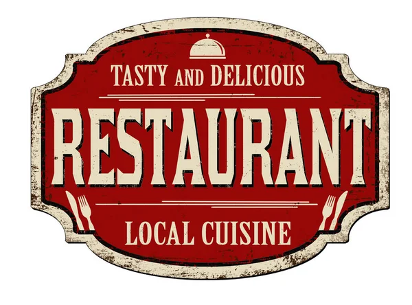 Restaurant vintage rusty metal sign — Stock Vector