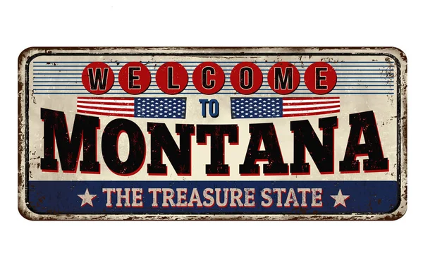 Bienvenue à Montana vintage en métal rouillé signe — Image vectorielle