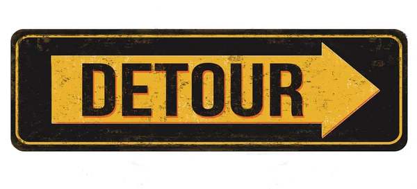 Detour vintage sinal de metal enferrujado — Vetor de Stock