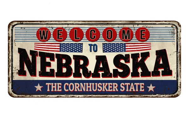 Nebraska vintage paslı metal işareti için hoş geldiniz 