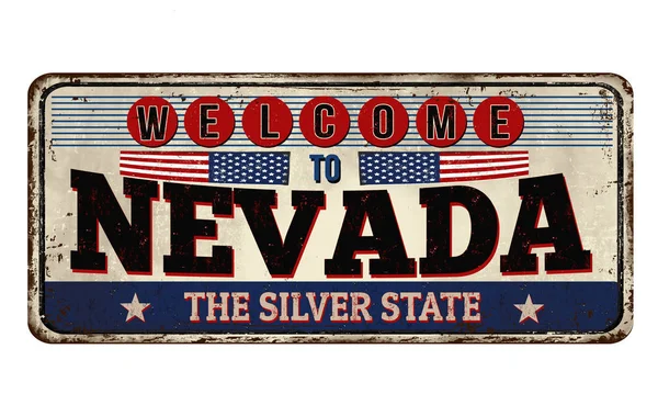 Bienvenido al cartel de metal oxidado de Nevada — Vector de stock