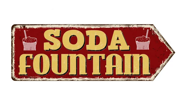 Soda-Brunnen Vintage rostiges Metallschild — Stockvektor