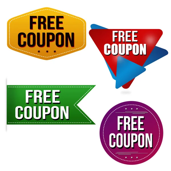 Gratis couponsticker of etikettenset — Stockvector