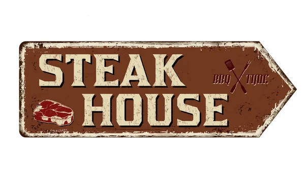 Steak House Vintage rostiges Metallschild — Stockvektor