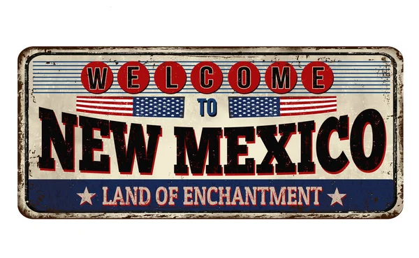 Bienvenido al cartel de metal oxidado vintage de Nuevo México — Vector de stock