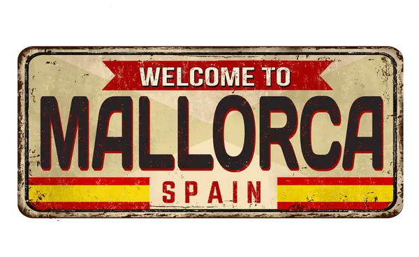 Mallorca klasik paslı metal tabelasına hoş geldiniz. — Stok Vektör