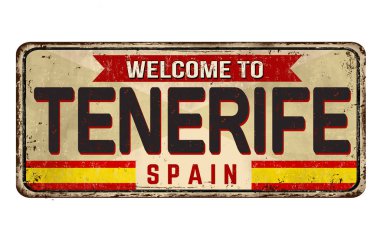Tenerife klasik paslı metal tabelasına hoş geldiniz.