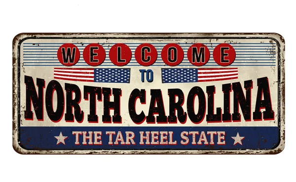 Welcome to North Carolina vintage rusty metal sign — Stock Vector