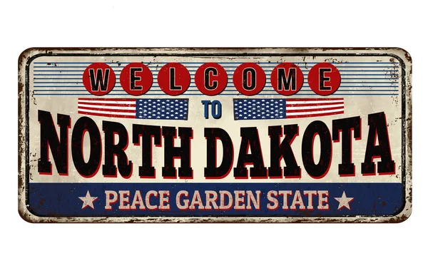 North Dakota vintage sinal de metal enferrujado — Vetor de Stock