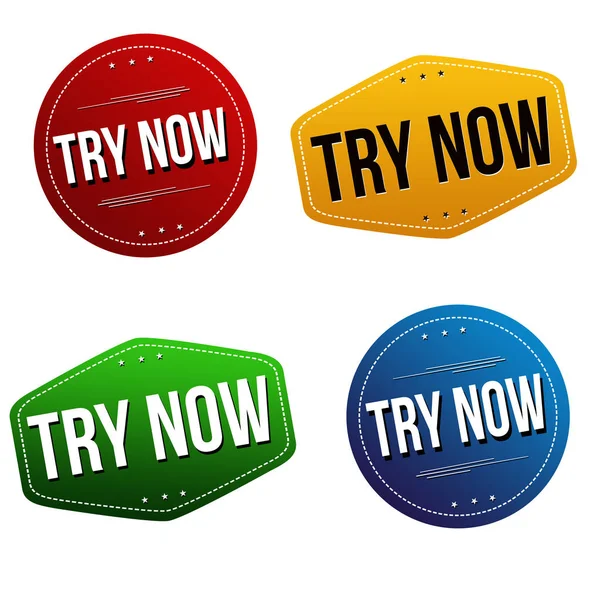 Try now sticker or label set — Stock Vector