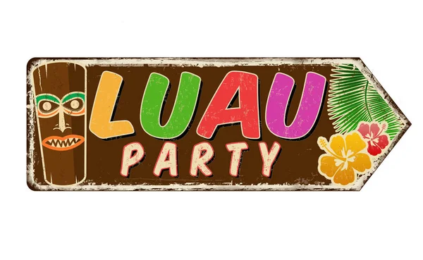 Luau party vintage rezavé kovové znamení — Stockový vektor