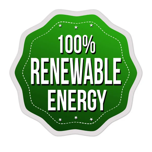 100% renewable energy label or sticker — 스톡 벡터