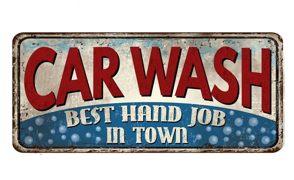 Car wash vintage rusty metal sign — 스톡 벡터