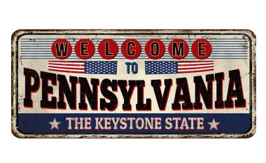 Pennsylvania vintage paslı metal işareti için hoş geldiniz