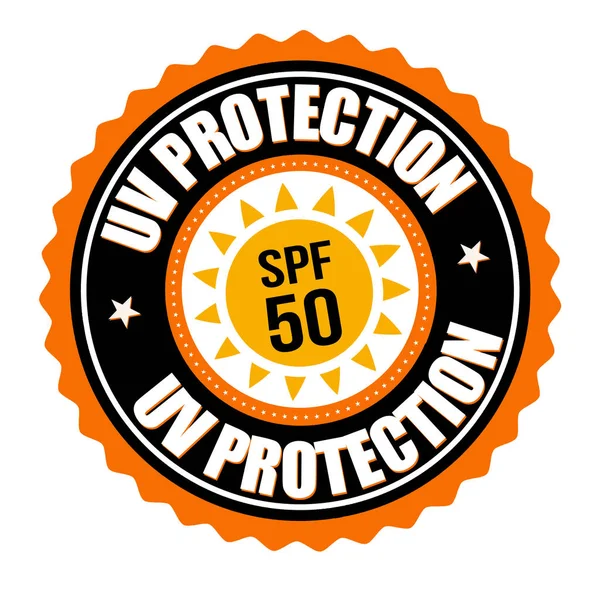 Etiqueta o pegatina de protección UV — Archivo Imágenes Vectoriales