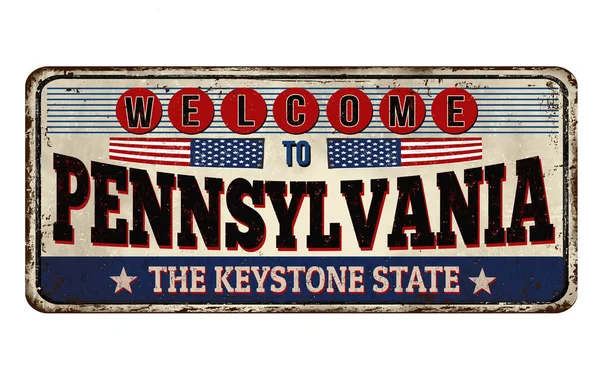 Bienvenue à Pennsylvanie vintage en métal rouillé signe — Image vectorielle