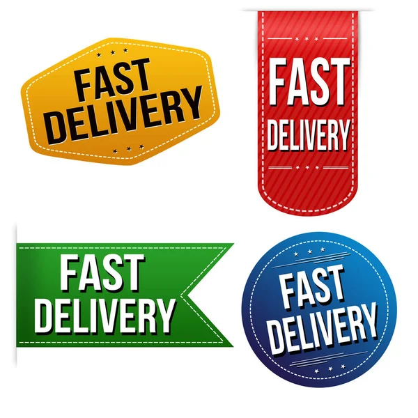 Fast delivery sticker or label set — ストックベクタ