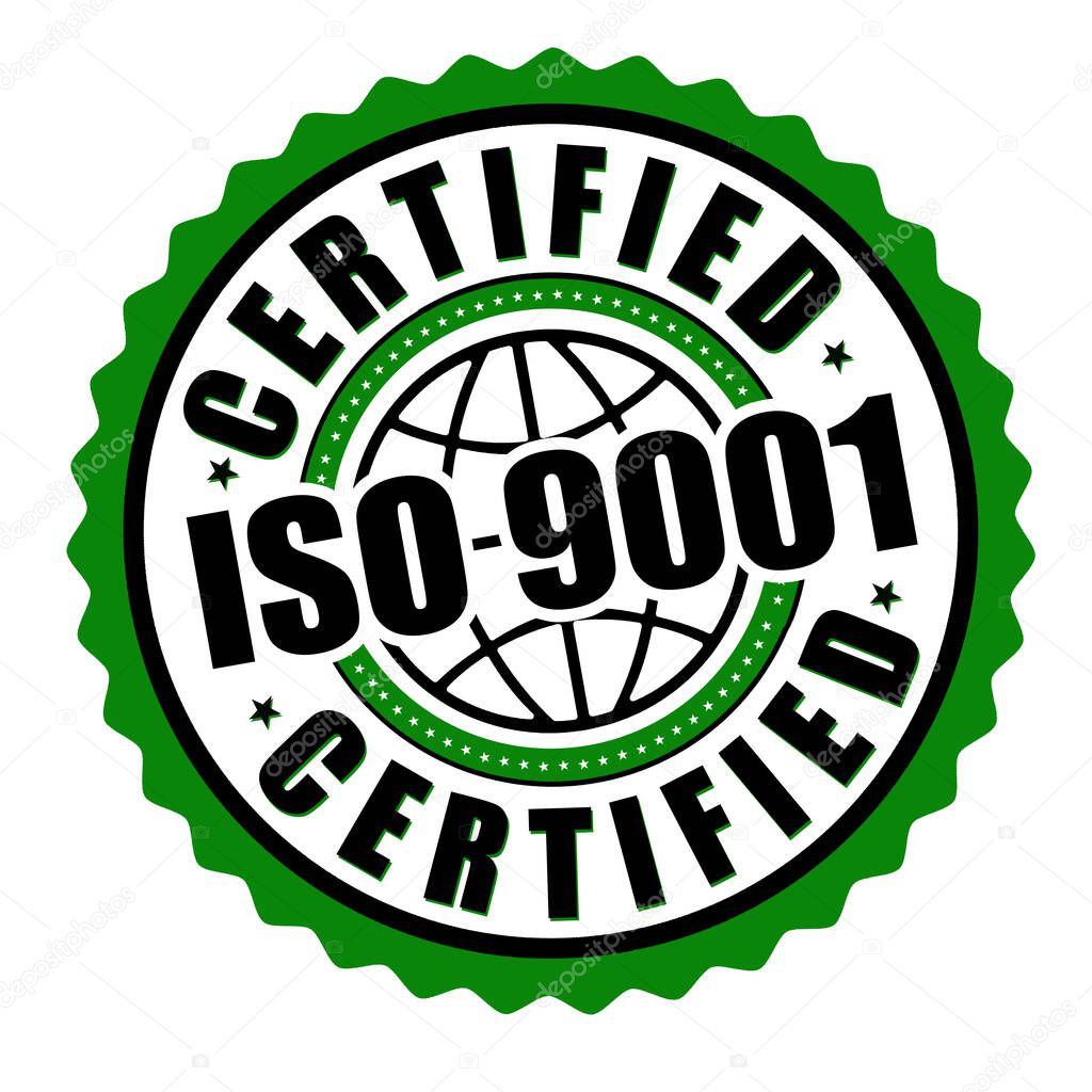 Certified ISO 9001 label or sticker