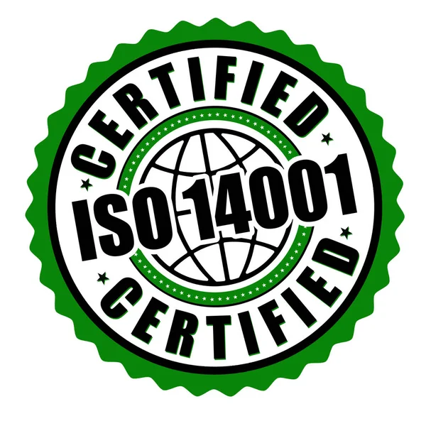 Etiqueta o etiqueta certificada ISO 14001 — Archivo Imágenes Vectoriales