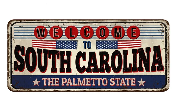 Bienvenido al cartel de metal oxidado vintage de Carolina del Sur — Archivo Imágenes Vectoriales