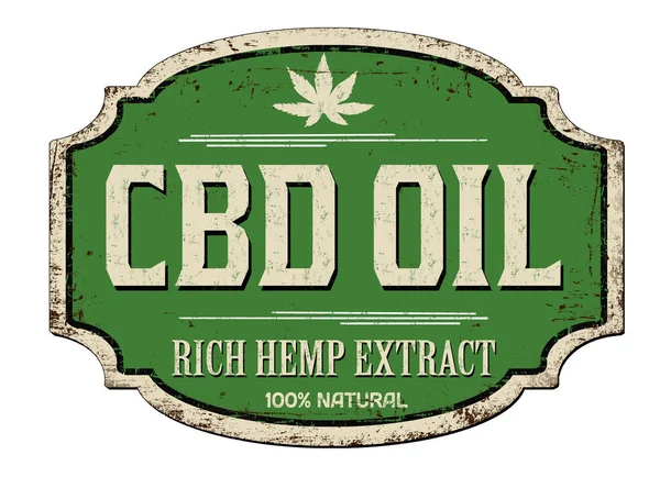 CBD huile vintage rouillé signe métallique — Image vectorielle