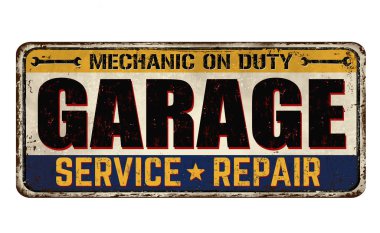 Vintage paslı metal işareti garaj 