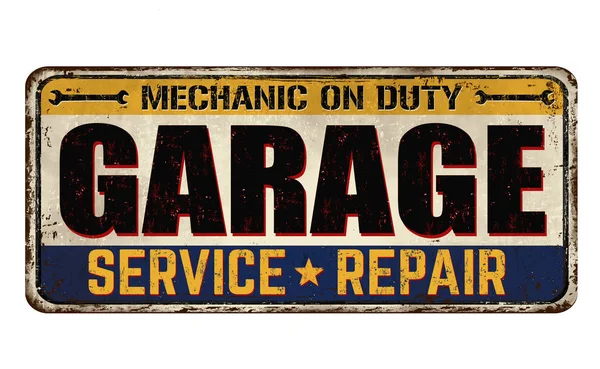 Garage Oldtimer rostiges Metallschild — Stockvektor