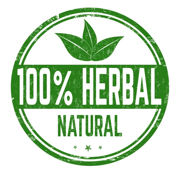 100% herbal sign or stamp — 스톡 벡터