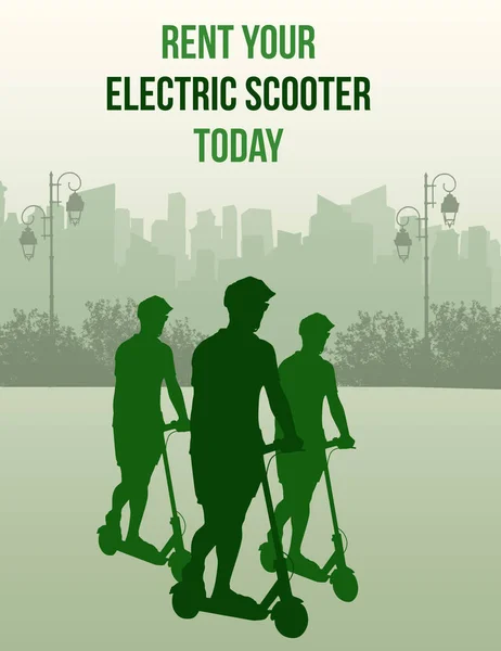 Rent your electric scooter. Poster for electric scooter rentals — Διανυσματικό Αρχείο