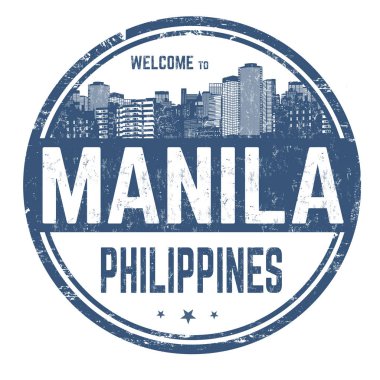 Manila işaretine veya beyaz arkaplan üzerindeki damga, vektör illüstrasyonuna hoş geldiniz