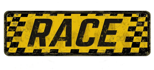 Race Vintage Rostig Metall Tecken Vit Bakgrund Vektor Illustration — Stock vektor