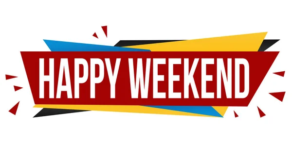 Happy Weekend Banner Design White Background Vector Illustration — Stockvector