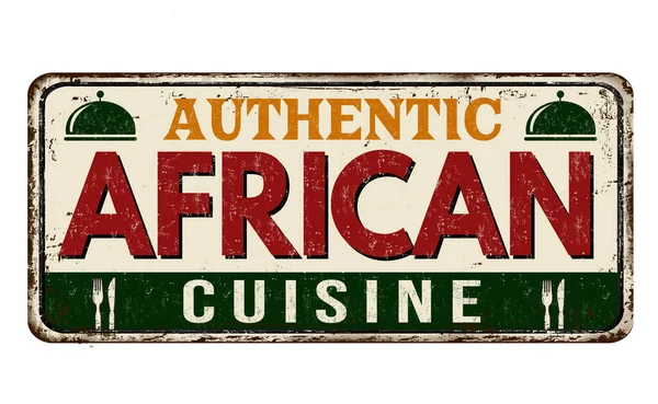 Cucina Africana Vintage Segno Metallo Arrugginito Sfondo Bianco Illustrazione Vettoriale — Vettoriale Stock