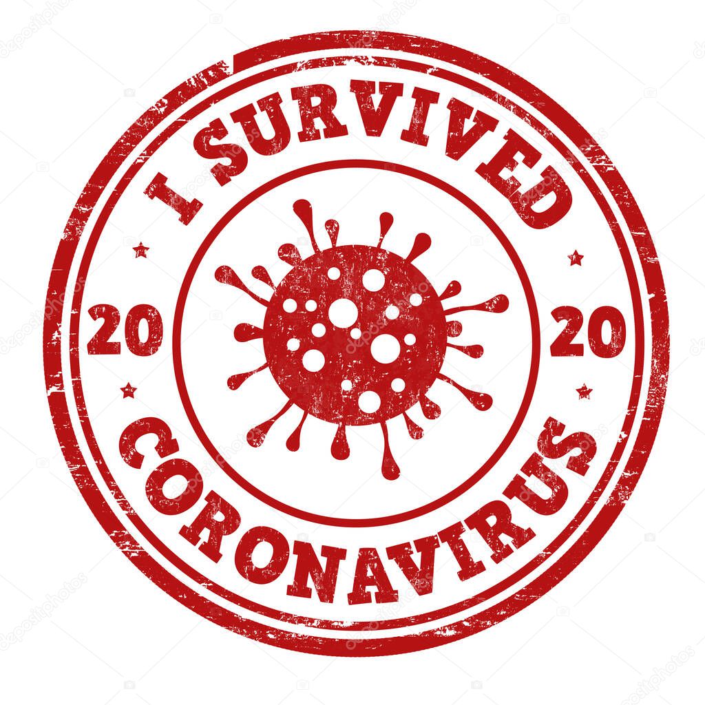 I survived coronavirus sign or stamp on white background, vector illustration