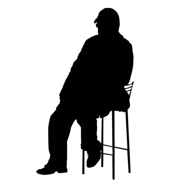 Silhouette Egy Öregember Egy Széken Fehér Háttér Vektor Illusztráció — Stock Vector