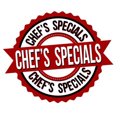 Şefin beyaz arkaplandaki özel etiketi veya etiketi, vektör illüstrasyonu