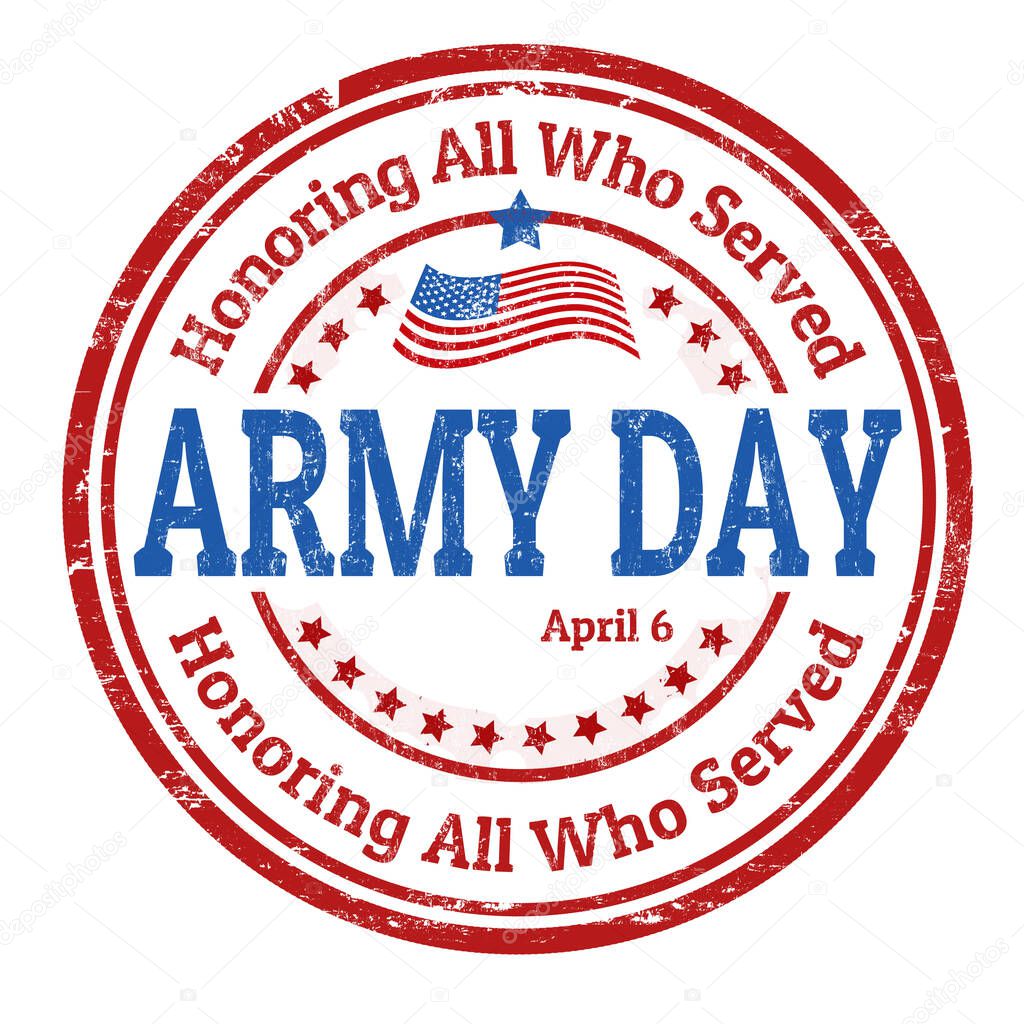 Army Day sign or stamp on white background, vector illustration
