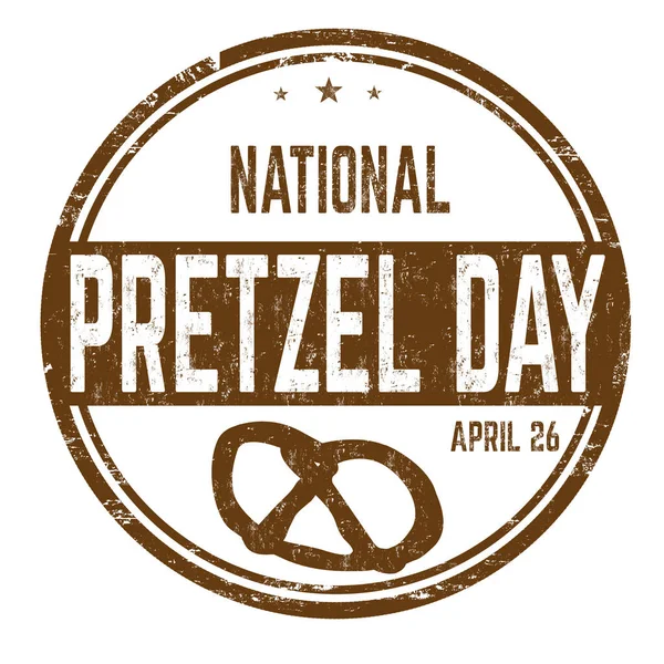 National Pretzel Day Sign Stamp White Background Vector Illustration — Stock Vector